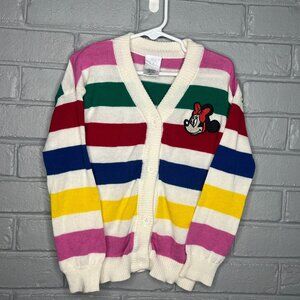 Disney 100 Toddler Cardigan Sweater Striped Colorful Minnie Mouse Embroidered